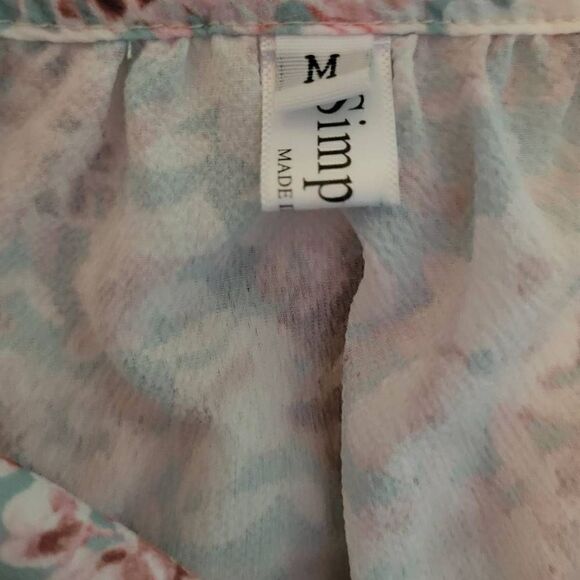 SimpleFun Floral V-Neck Blouse Women's Size Medium - Picture 6 of 6